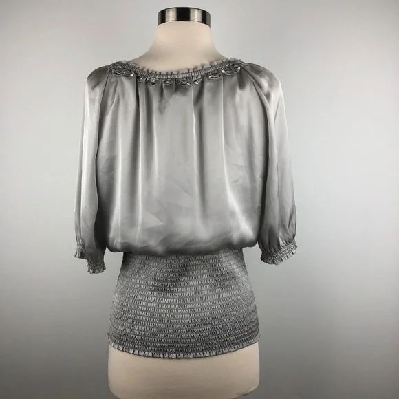 White House Black Market Silver Jewel Blouse XS - Picture 3 of 6